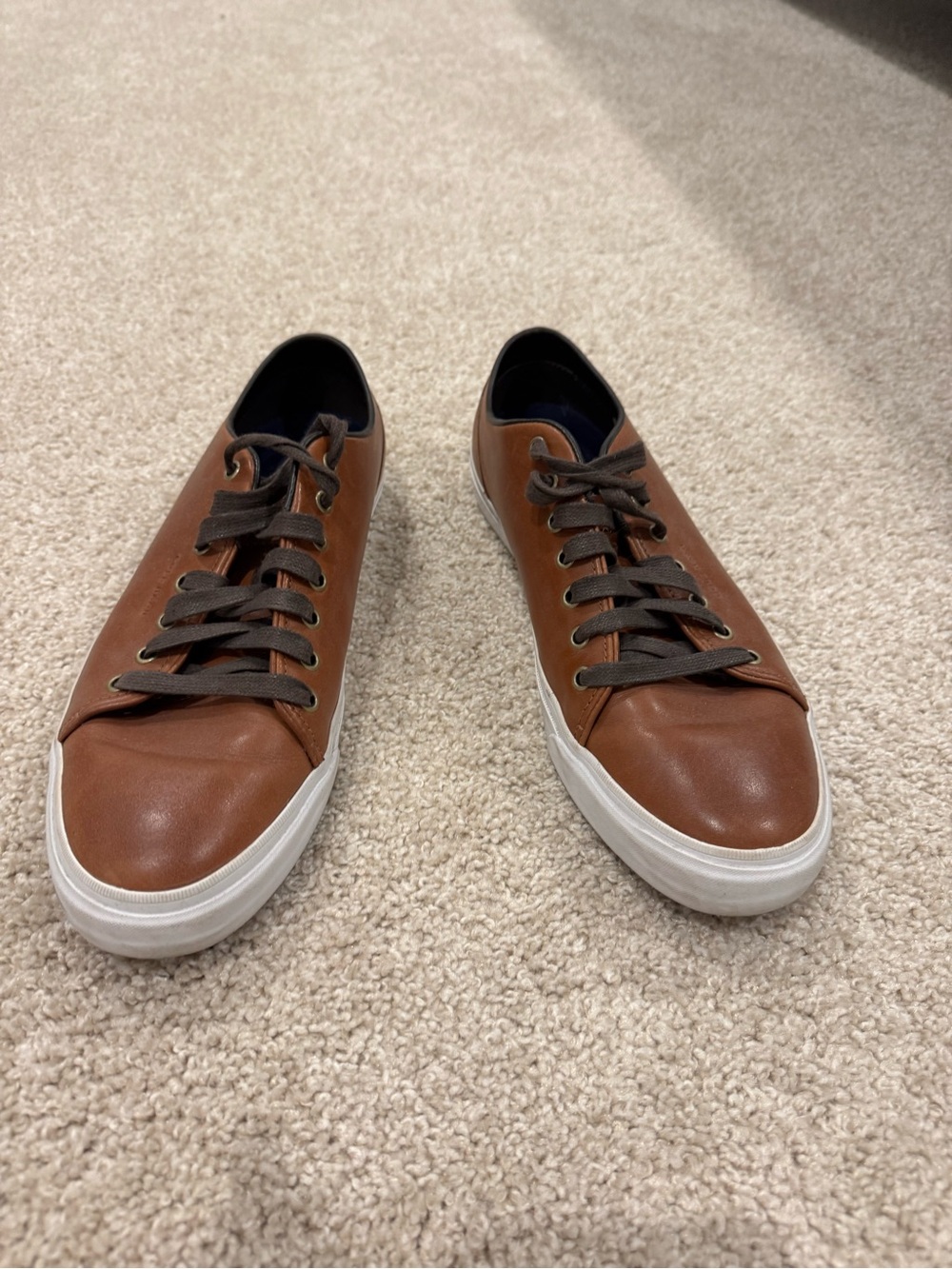 Cole Haan Brown Leather Low-Top Sneakers with White Sole